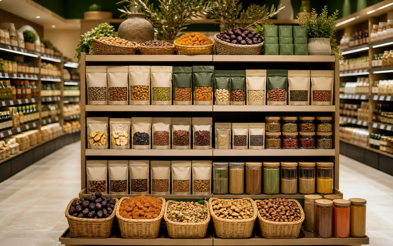 Supermarkets food supply prepared for professional buyers